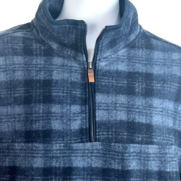 Men’s Blue Plaid 1/4 Zip Pullover Flannel Sweater XXL John Wayne Stock & Supply - Picture 3 of 11